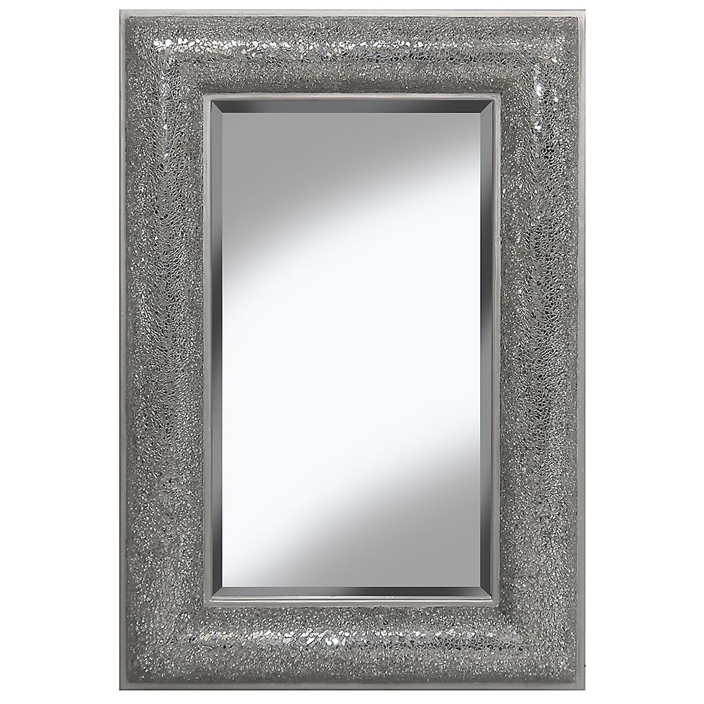 Framed Silver Mosaic Mirror Chunky Frame With Bevel For Rounded Cut Edge Wall Mirrors (View 9 of 15)