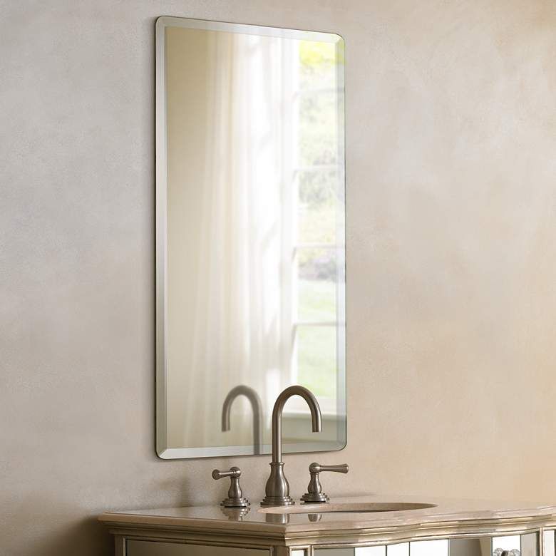 Frameless Rectangular 20" X 30" Beveled Wall Mirror – #P1401 | Lamps Inside Frameless Beveled Wall Mirrors (View 6 of 15)