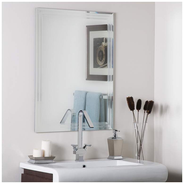 Frameless Tri Bevel 23 1/2" X 31 1/2" Wall Mirror – #58M44 | Lamps Plus Throughout Double Crown Frameless Beveled Wall Mirrors (View 13 of 15)