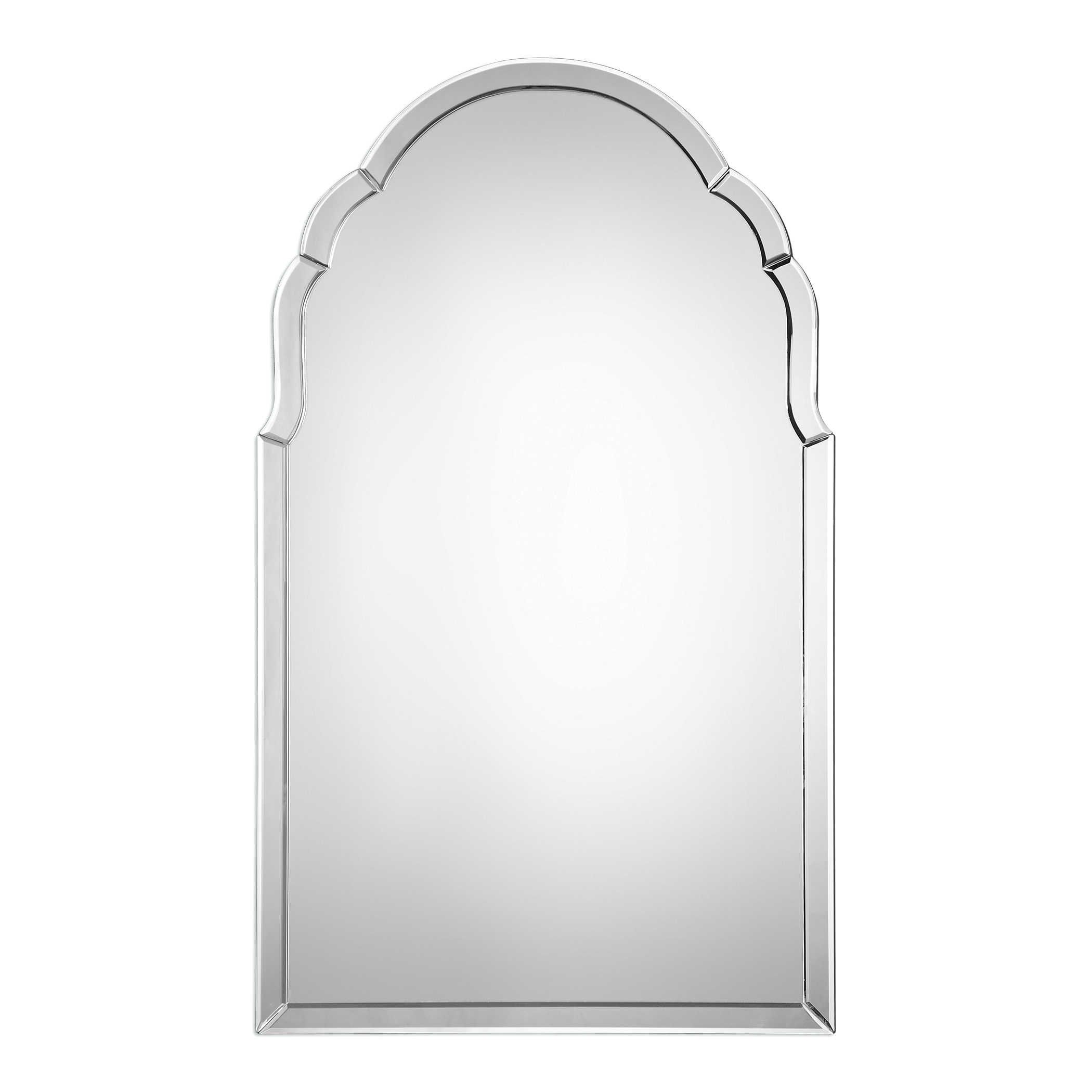 Frameless Venetian Arch Wall Mirror Curved Beveled Glass 792977091494 Regarding Frameless Beveled Wall Mirrors (View 7 of 15)
