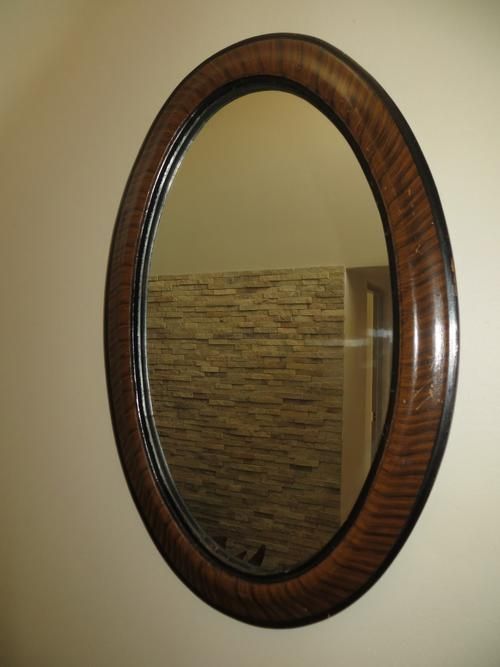 Frames & Mirrors – Antique Oval Tiger Striped Wood Framed Mirror Was With Wooden Oval Wall Mirrors (View 6 of 15)