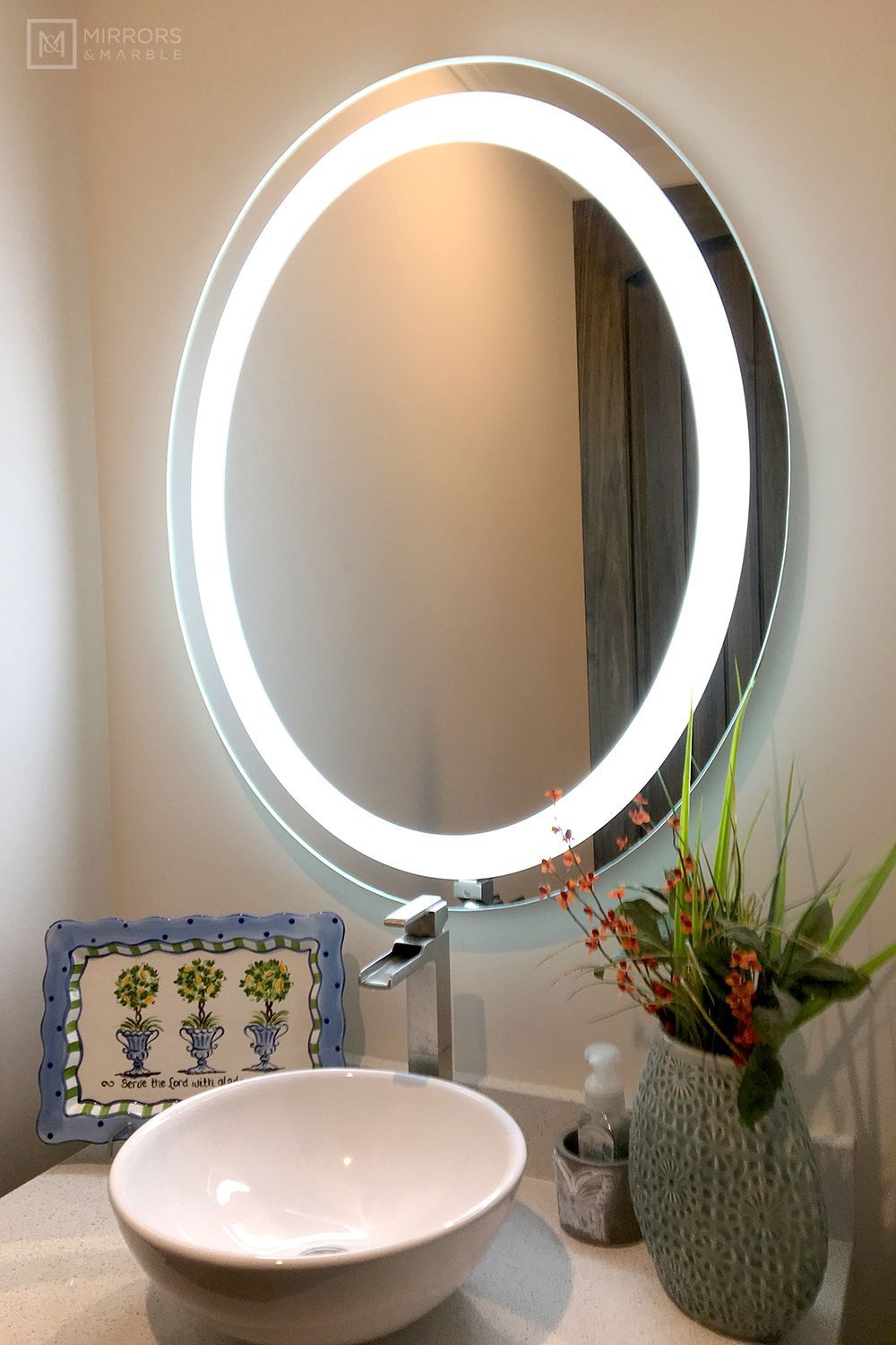 Front Lighted Led Bathroom Vanity Mirror: 32 | Bathroom Vanity Mirror In Front Lit Led Wall Mirrors (View 12 of 15)