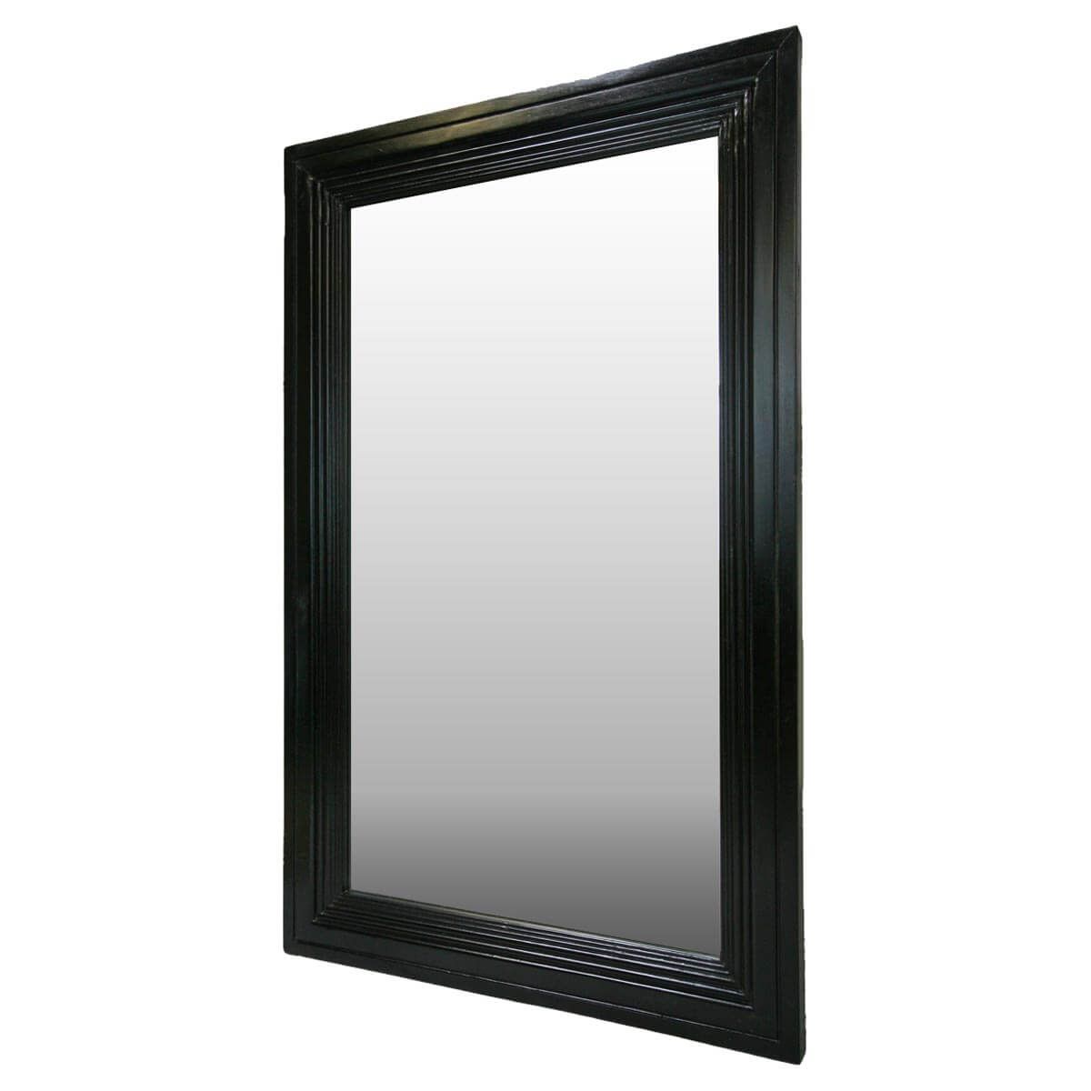 Frontier Rustic Acacia Wood Black Distressed Wall Mirror Frame For Black Wood Wall Mirrors (View 14 of 15)
