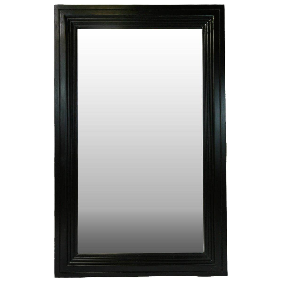 Frontier Rustic Acacia Wood Black Distressed Wall Mirror Frame Throughout Rustic Industrial Black Frame Wall Mirrors (View 3 of 15)
