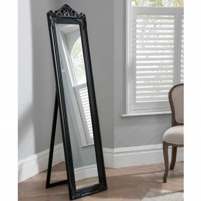 Full Length Mirror In Black The Elizabeth Floor Standing Mirror For Full Length Floor Mirrors (View 10 of 15)
