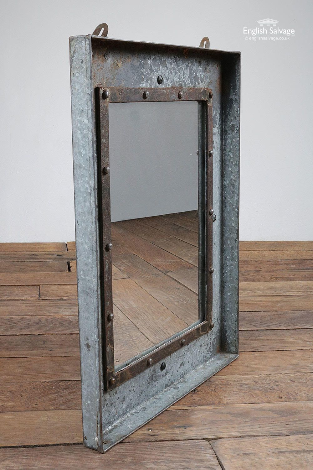 Galvanised Wall Mirrors With Iron Banding | Mirror Wall, Rectangular In Natural Iron Rectangular Wall Mirrors (View 14 of 15)