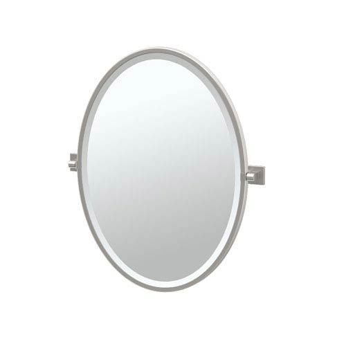 Gatco 4079F Elevate Framed Oval Mirror In Satin Nickel – Brushed For Polished Nickel Oval Wall Mirrors (View 6 of 15)
