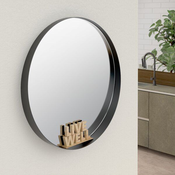 Gatco Tapered 30" Framed Round Mirror Matte Black | Wayfair (View 1 of 15)