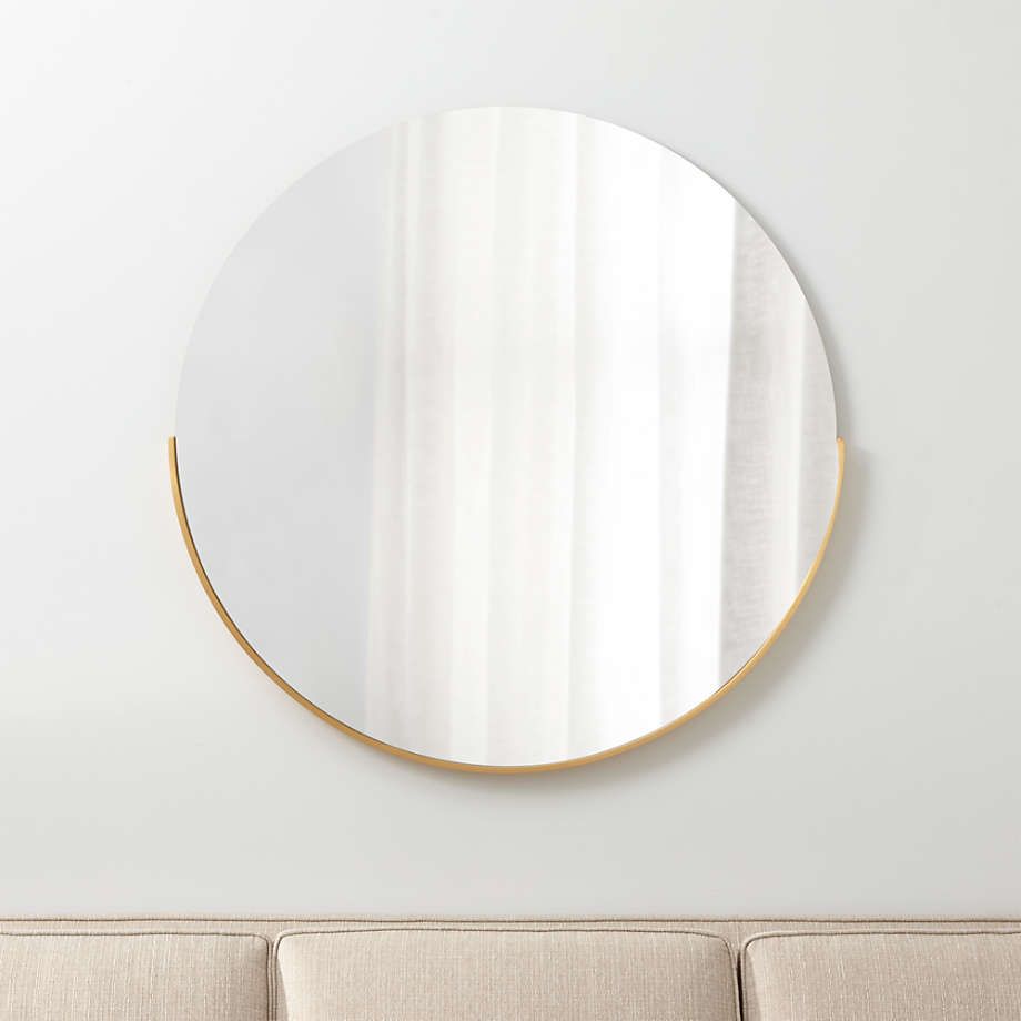 Gerald Large Round Gold Wall Mirror + Reviews | Crate And Barrel In Scalloped Round Modern Oversized Wall Mirrors (View 1 of 15)