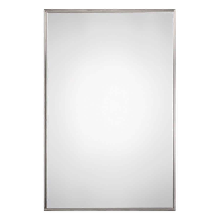 Global Direct 36 In L X 24 In W Brushed Stainless Steel Framed Wall Regarding Drake Brushed Steel Wall Mirrors (View 11 of 15)