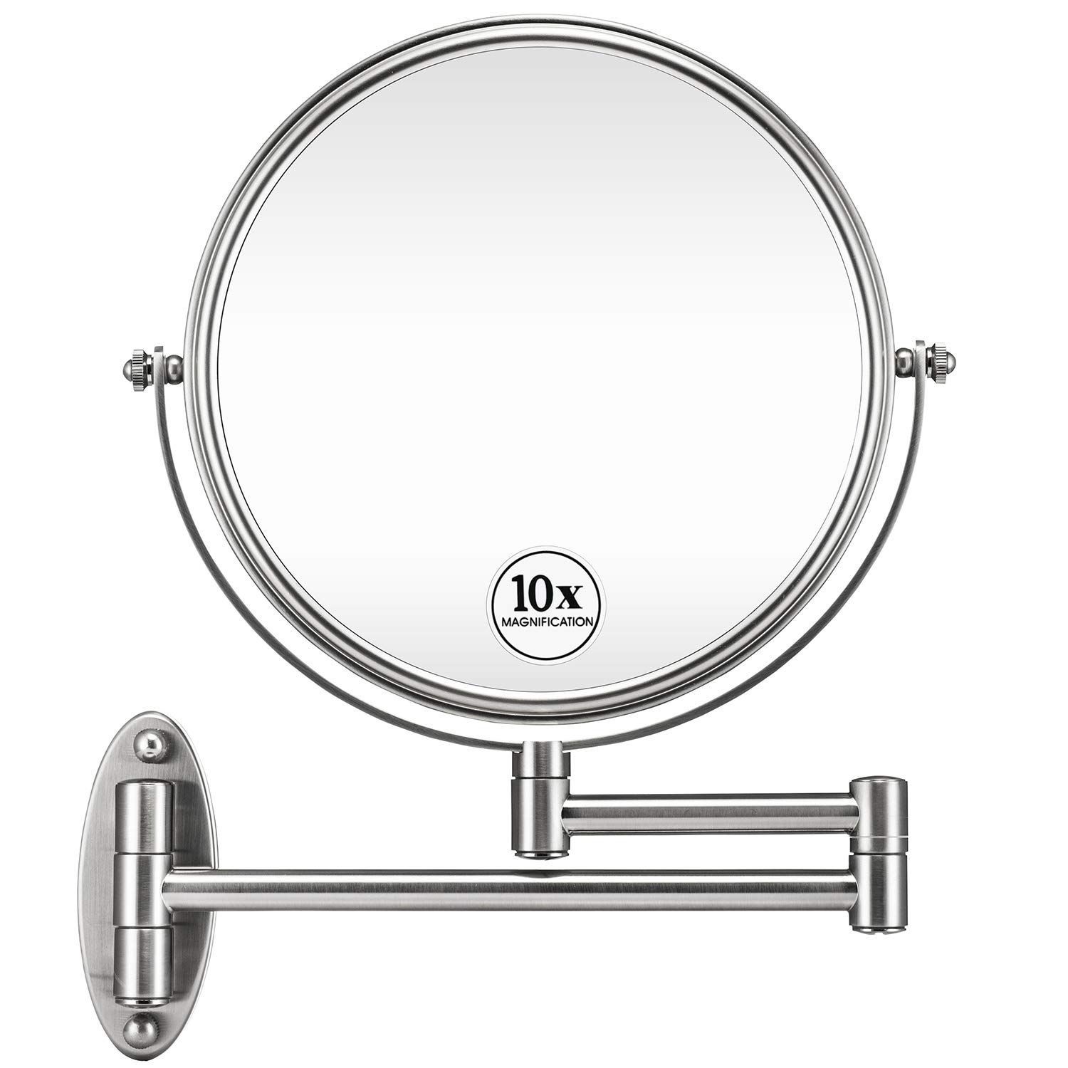Gloriastar 10X Wall Mounted Makeup Mirror – Double Sided Magnifying For Ceiling Hung Polished Nickel Oval Mirrors (View 6 of 15)