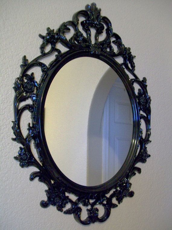 Gloss Black Mirror Any Color Large Ornate Frameshabbymcfabby, $164 Intended For Glossy Red Wall Mirrors (View 11 of 15)