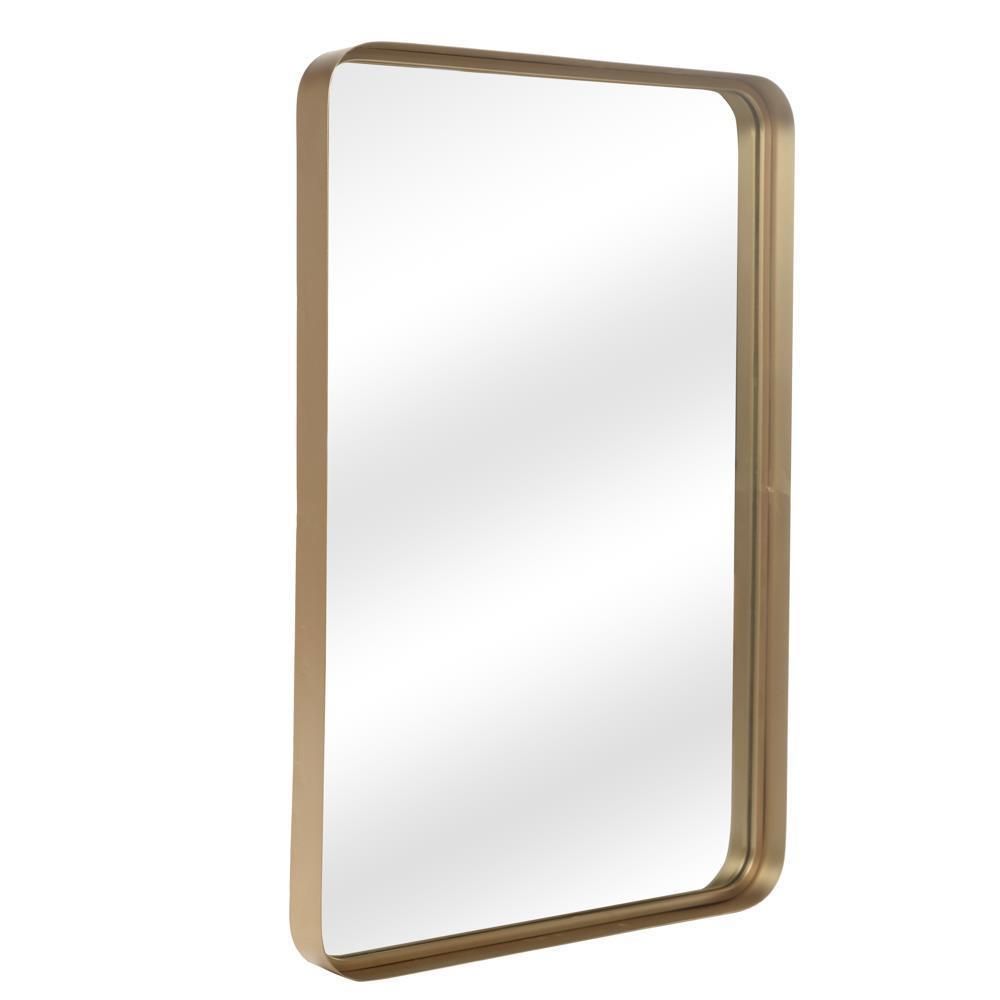 Gold Bathroom Mirror Mounted Wall 20X30"Metal Rounded Corner Rectangle In Cut Corner Wall Mirrors (View 6 of 15)