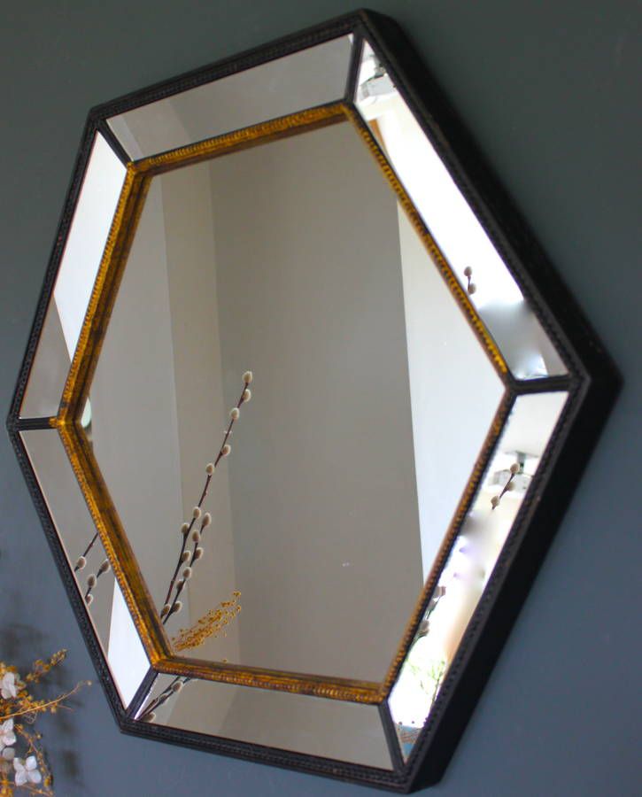 Gold Edged Hexagonal Vintage Wall Mirrorthe Forest & Co Pertaining To Antique Gold Cut Edge Wall Mirrors (View 12 of 15)
