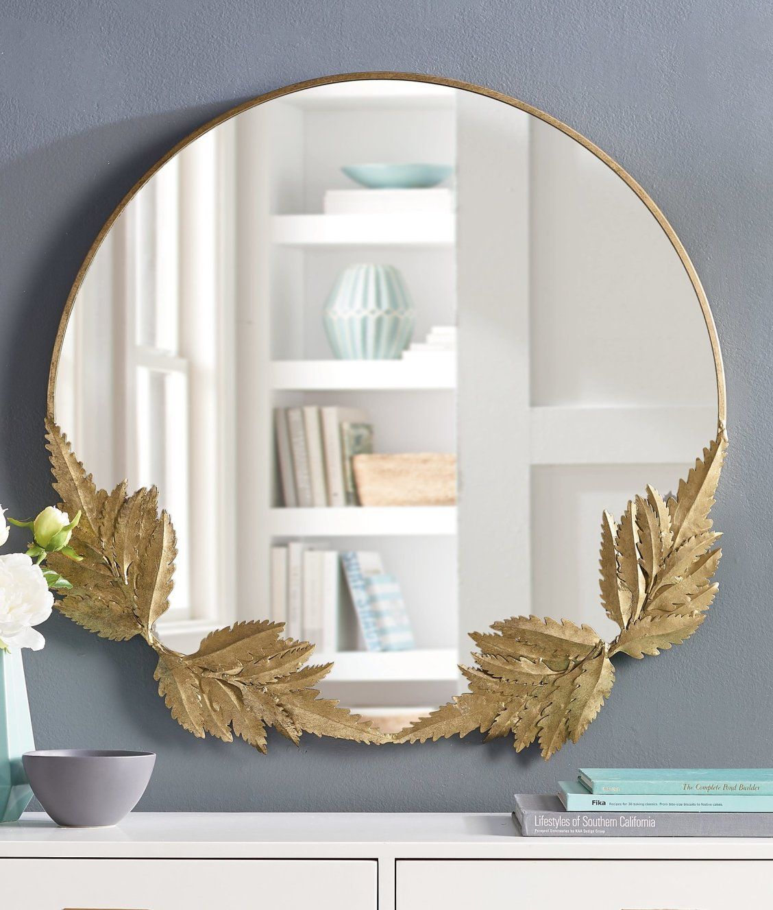 Gold Fern Leaf Mirror | Grandin Road | Leaf Mirror, Shop Wall Decor Regarding Gold Leaf Metal Wall Mirrors (View 12 of 15)