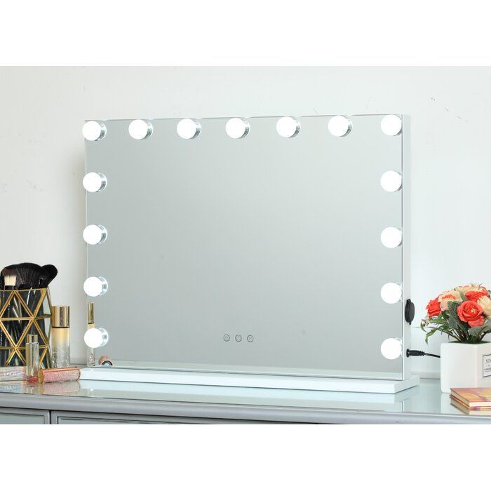 Gold Flamingo Teen Tabletop / Wall Mounted Large Dimmable Led Hollywood In Gold Led Wall Mirrors (View 11 of 15)