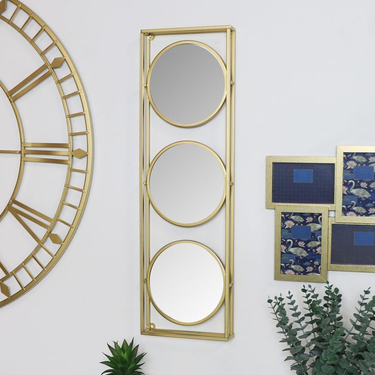 Gold Framed Round Triple Wall Mirror | Vintage Inspired Interiors Pertaining To Gold Decorative Wall Mirrors (Photo 12 of 15)
