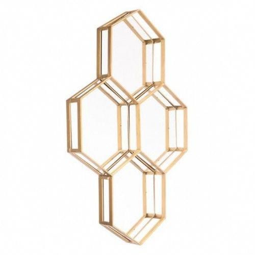 Gold Hexagon Constructed Geometric Wall Mirror #Moderncontemporarydecor Regarding Gold Hexagon Wall Mirrors (View 13 of 15)