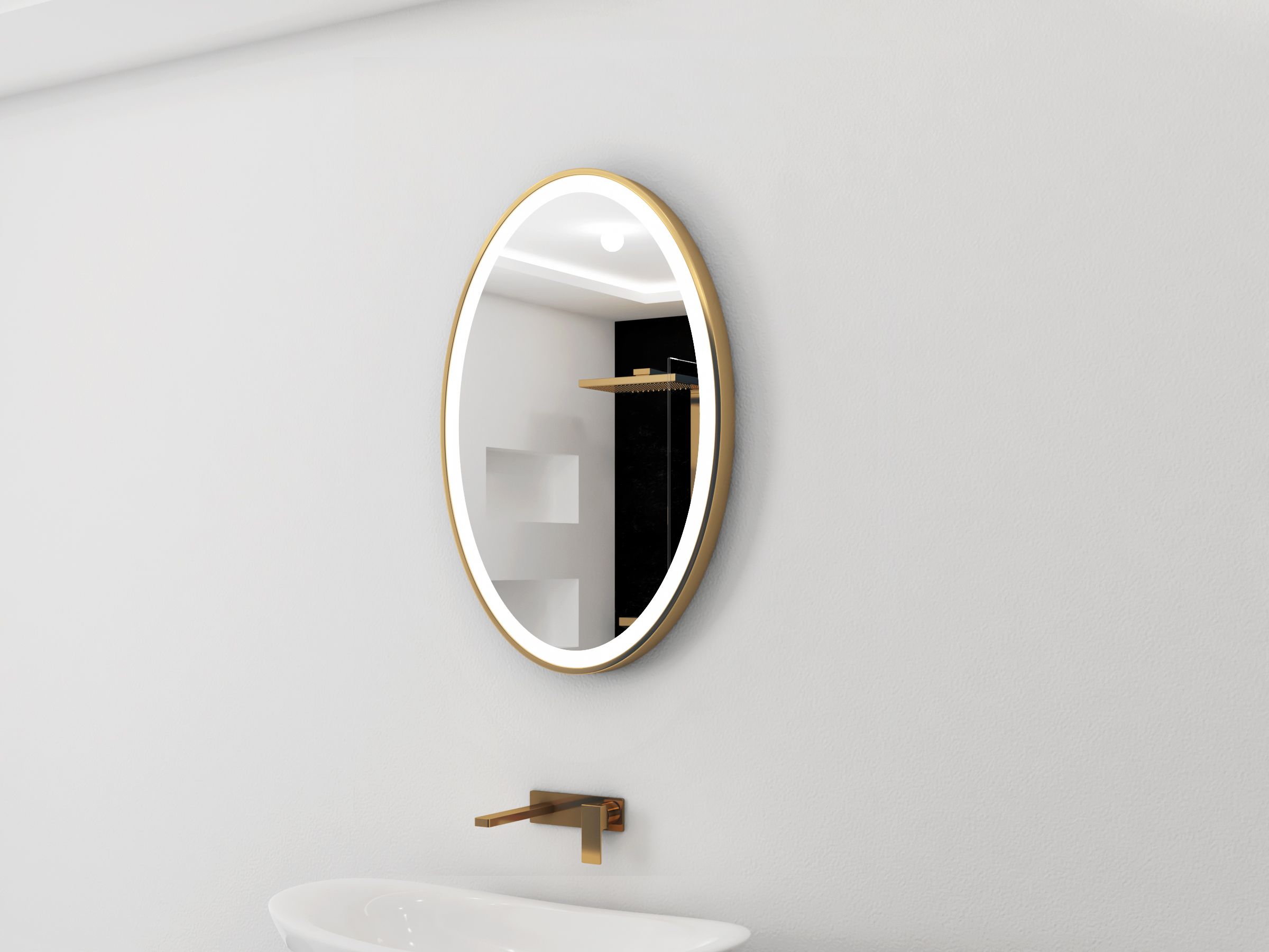 Gold Lighted Mirror Galaxy Oval 24 X 36 With Regard To Back Lit Oval Led Wall Mirrors (View 14 of 15)