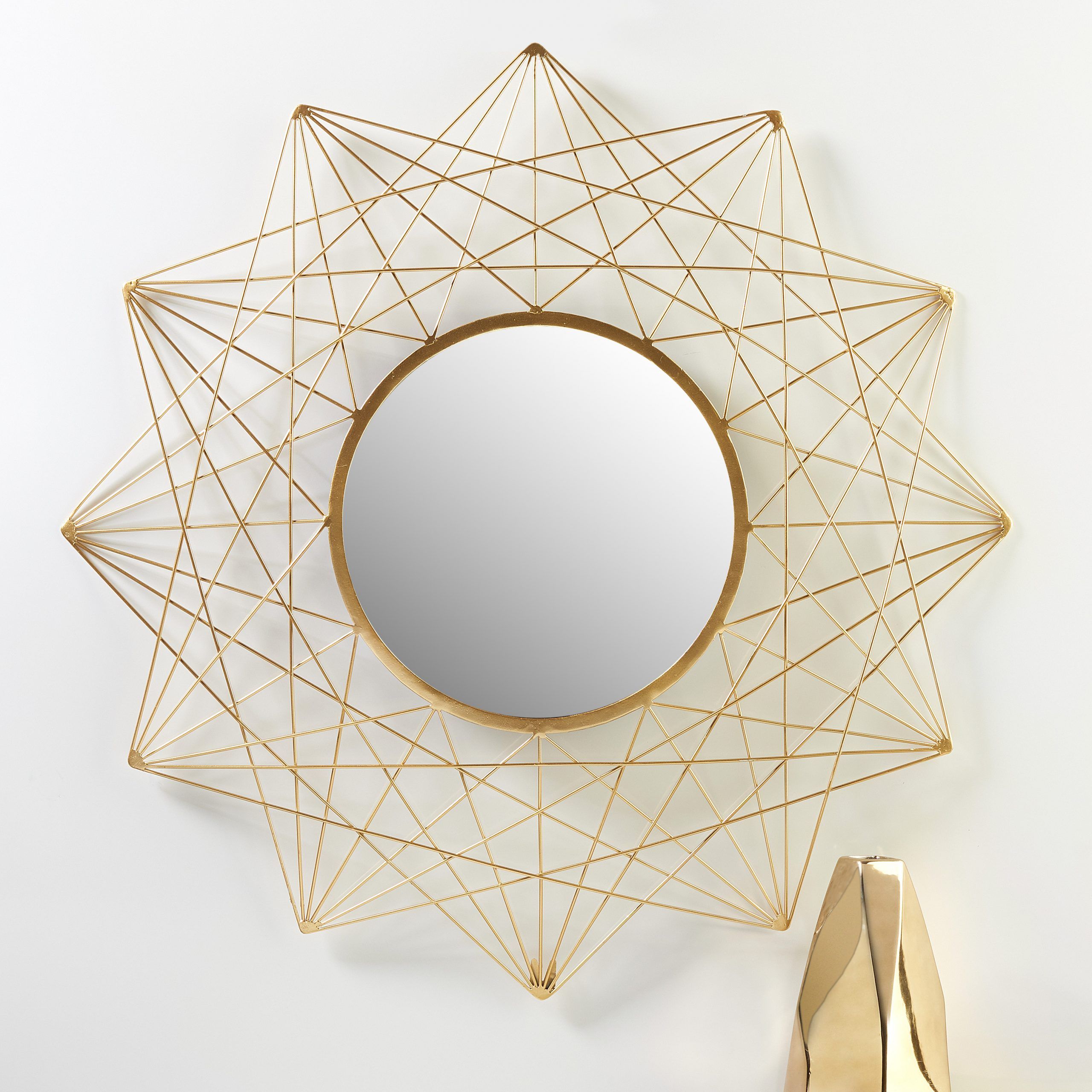 Gold Metal Wall Mirror | Giftcraft In Gold Modern Luxe Wall Mirrors (View 15 of 15)