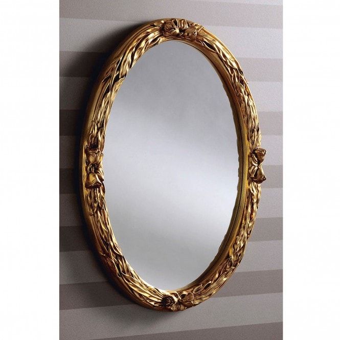 Gold Oval Ornate Mirror | Contemporary Mirrors In Gold Modern Luxe Wall Mirrors (View 9 of 15)