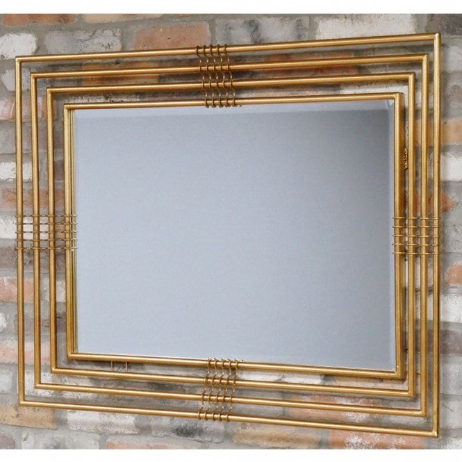 Gold Rectangle Decorative Mirror| Wall Mirrors | Modern Mirrors| Intended For Dark Gold Rectangular Wall Mirrors (View 4 of 15)