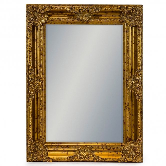 Gold Rectangular Antique French Style Mirror | French Style Mirrors Inside Warm Gold Rectangular Wall Mirrors (View 9 of 15)