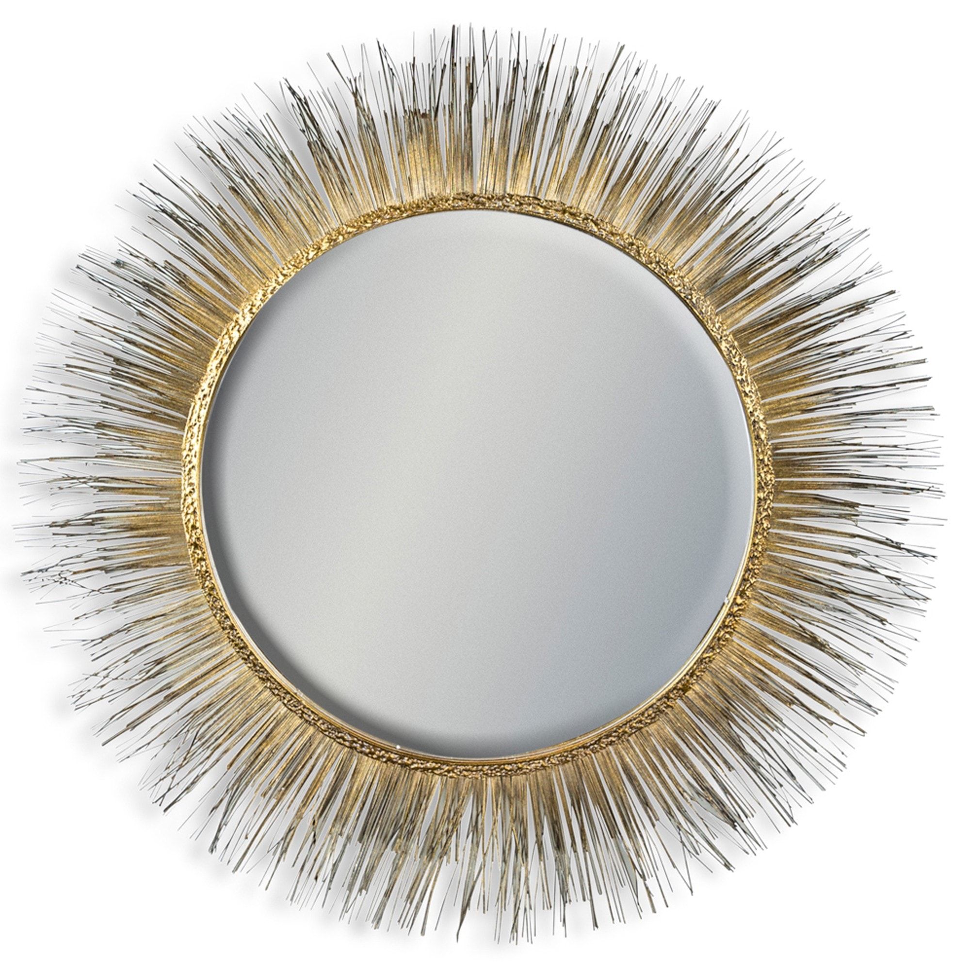 Gold Round Metal Spine Framed Wall Mirror | Gold Mirror | Modern Mirror Throughout Gold Rounded Edge Mirrors (View 14 of 15)