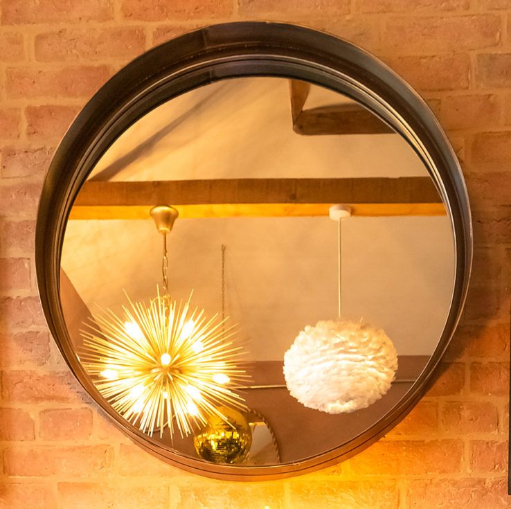 Gold Round Rim Mirror Large | Wall Mirror | Margo & Plum Intended For Shiny Black Round Wall Mirrors (View 14 of 15)