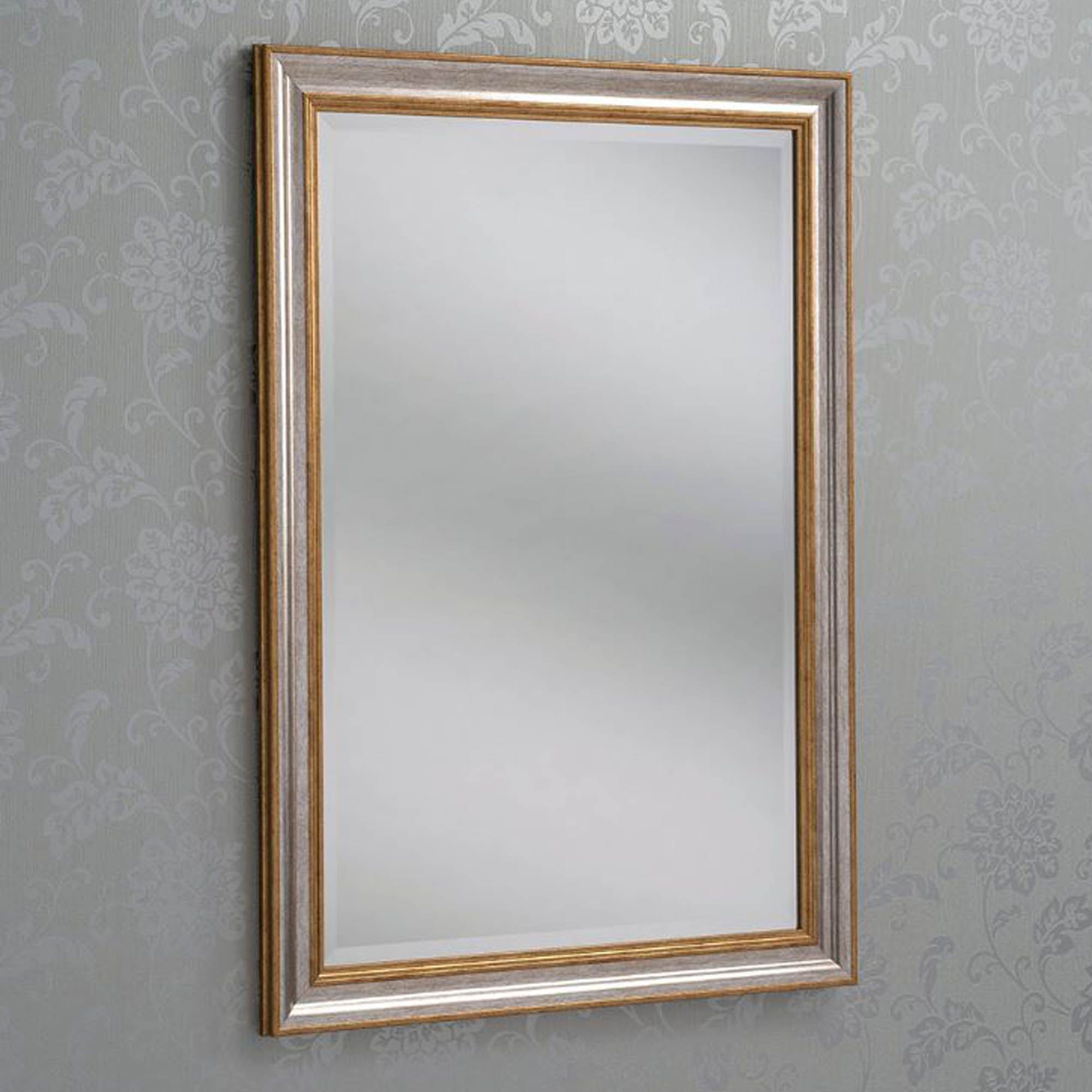 Gold & Silver Rectangular Wall Mirror | Wall Mirror Hd365 Inside Brushed Gold Rectangular Framed Wall Mirrors (View 2 of 15)