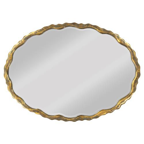 Grable Hollywood Regency Scalloped Gold Oval Wall Mirror | Kathy Kuo Home Inside Gold Scalloped Wall Mirrors (View 13 of 15)