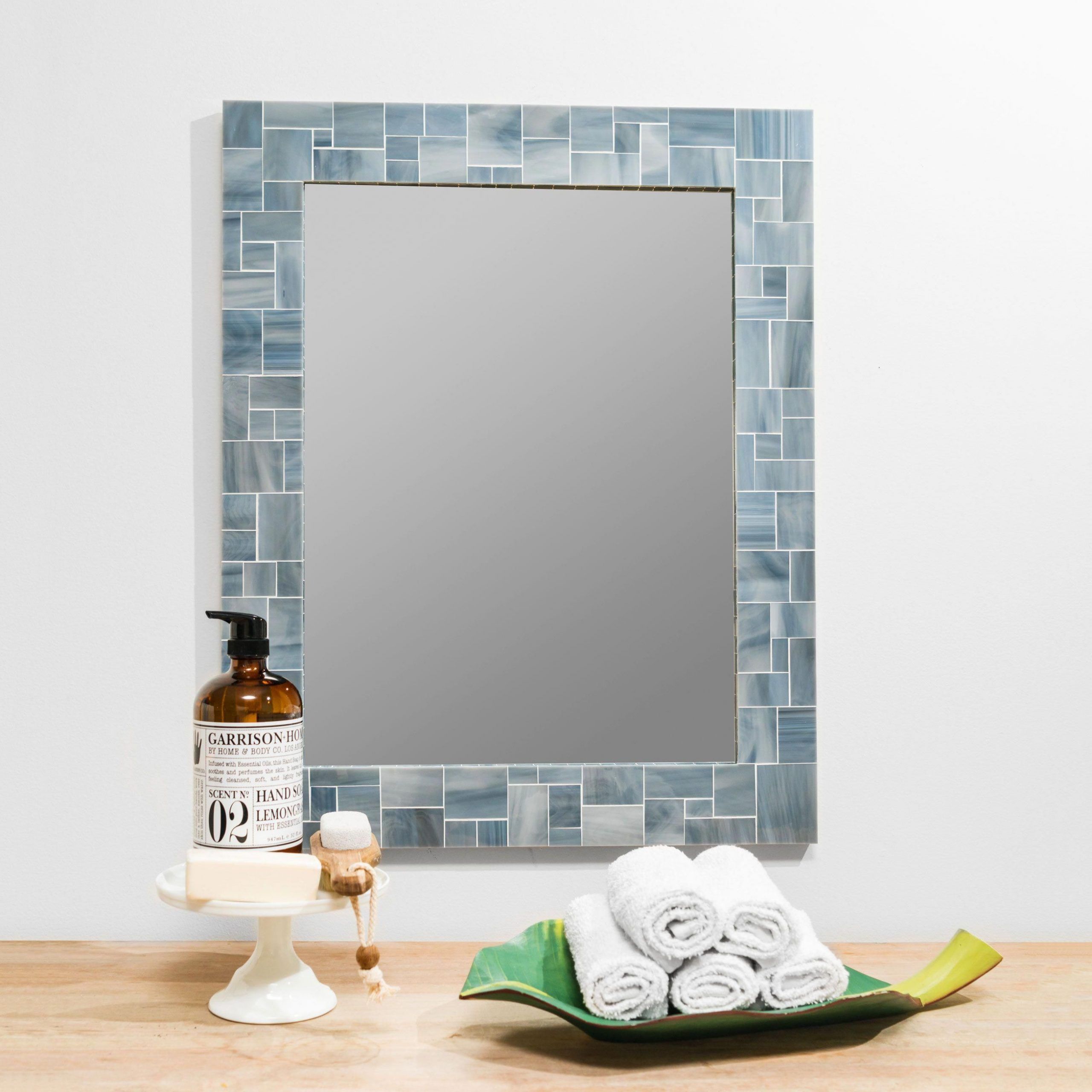 Grey Bathroom Mirror – Mosaic Wall Mirrorlive In Mosaics – 5 Sizes Throughout Steel Gray Wall Mirrors (View 8 of 15)