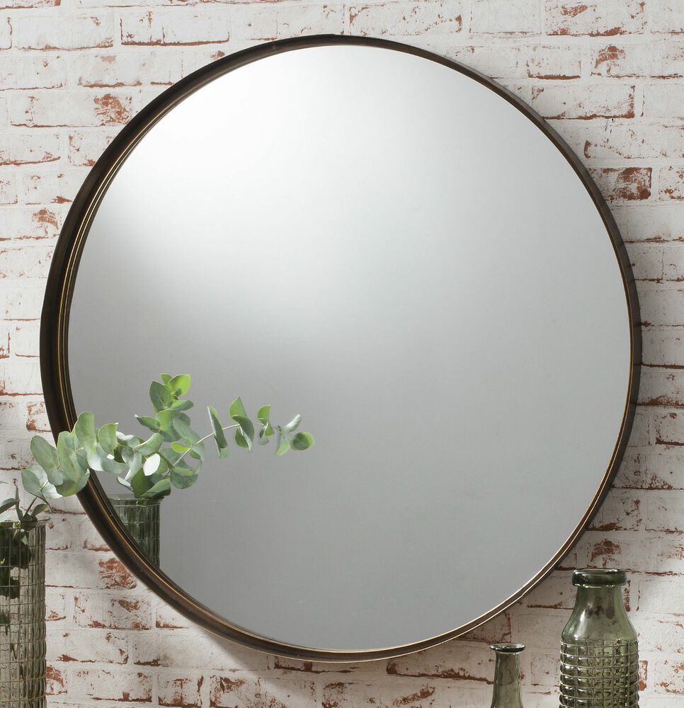 Greystoke Large Bronze Round Wall Mirror – 33" Diameter 3591505564892 Throughout Woven Bronze Metal Wall Mirrors (View 1 of 15)