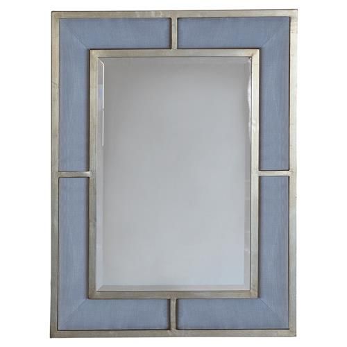Guster Modern Classic Blue Upholstered Silver Leaf Wall Mirror With Regard To Gold Leaf Metal Wall Mirrors (View 13 of 15)