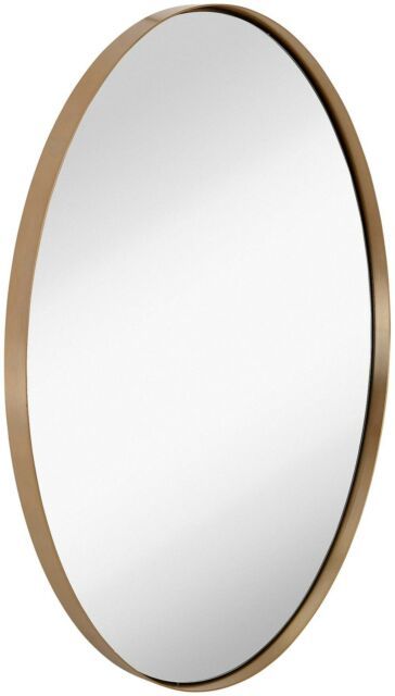 Hamilton Hills Contemporary Brushed Metal Wall Mirror | Oval Gold Inside Brushed Gold Wall Mirrors (View 4 of 15)