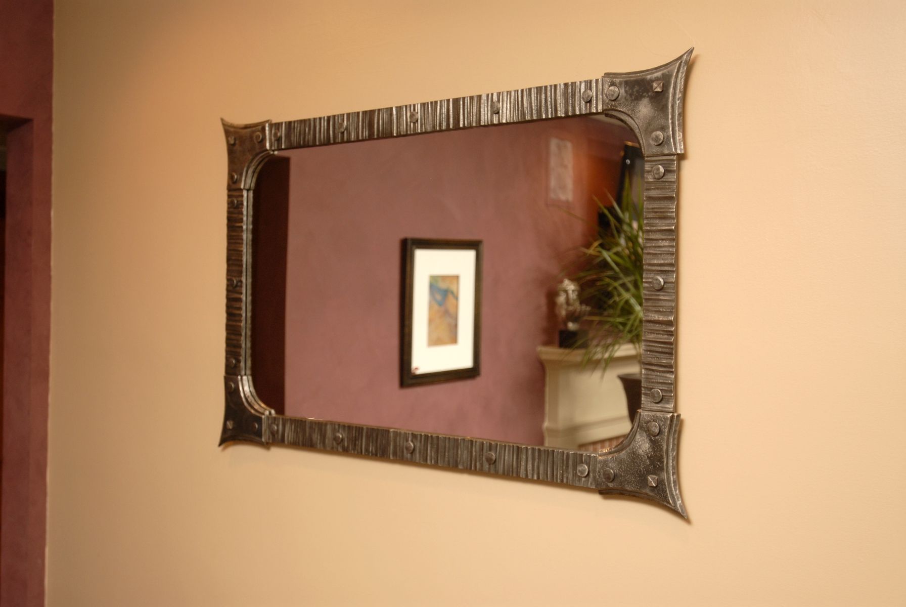 Handmade Custom Forged Iron Wall Mirrorarc Iron Creations With Iron Frame Handcrafted Wall Mirrors (View 5 of 15)