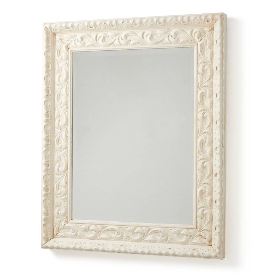 Handmade Ornate White Old Wood Framed Mirrorhorsfall & Wright With White Wood Wall Mirrors (View 2 of 15)