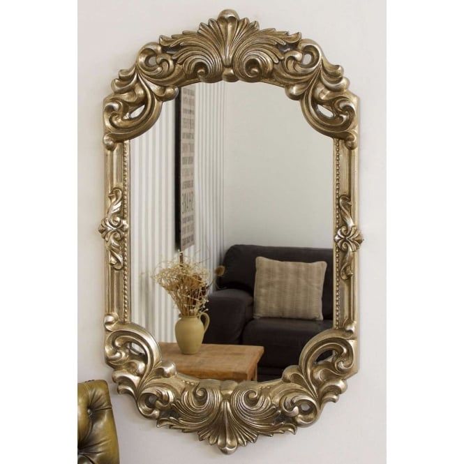 Hardy Antique Silver Rococo Design Wall Mirror – Accessories From Intended For Antiqued Silver Quatrefoil Wall Mirrors (View 4 of 15)