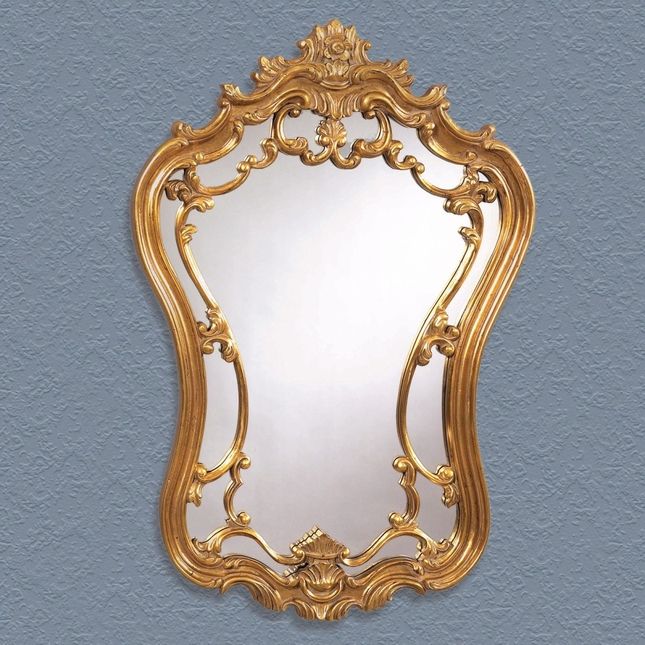 Hermosa Rococo Style Gold Leaf Wall Mirror M2968Ec With Gold Leaf And Black Wall Mirrors (View 3 of 15)