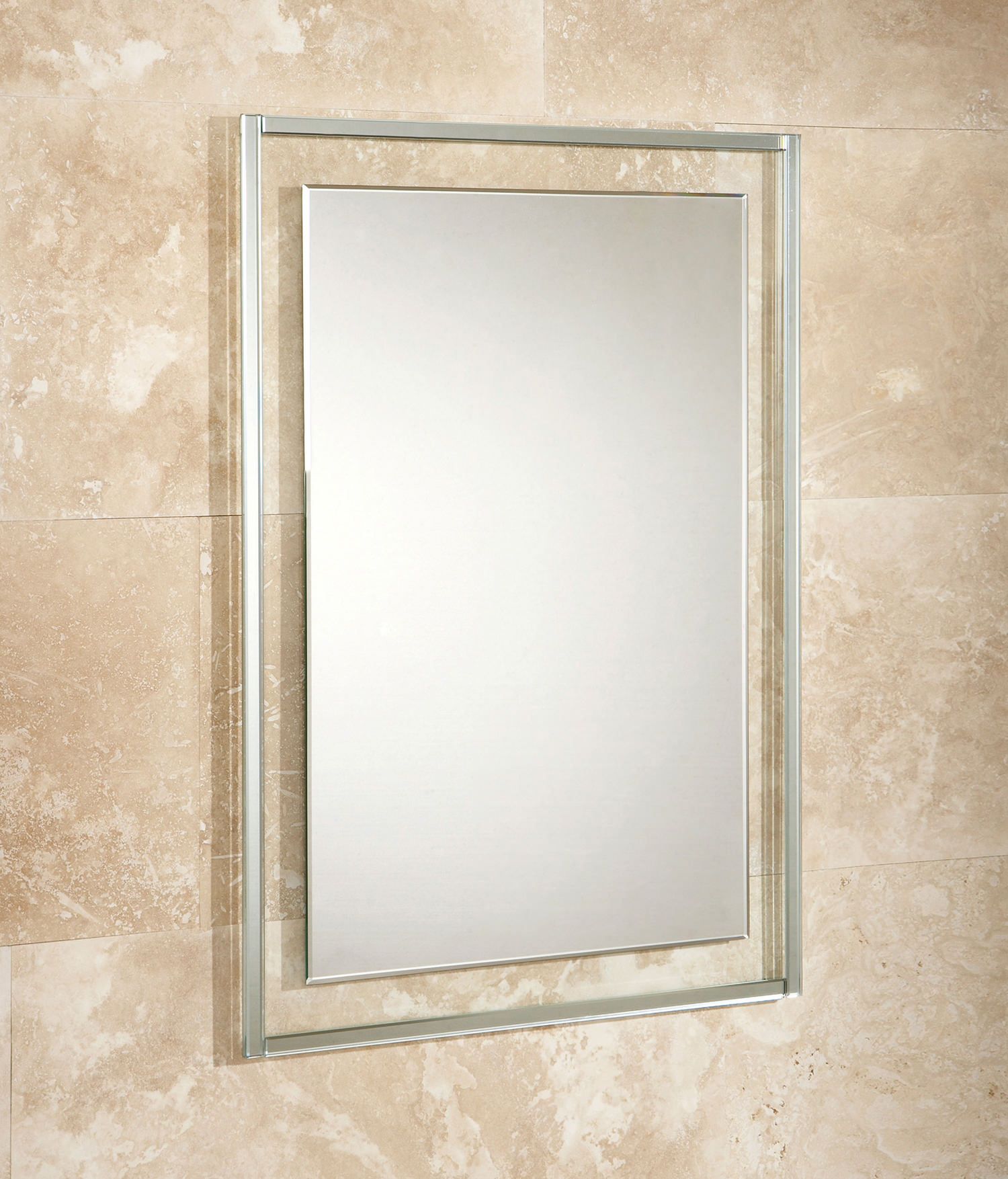 Hib Georgia Bevelled Edge Mirror On Clear Glass Frame 500 X 700Mm With Clear Wall Mirrors (View 3 of 15)
