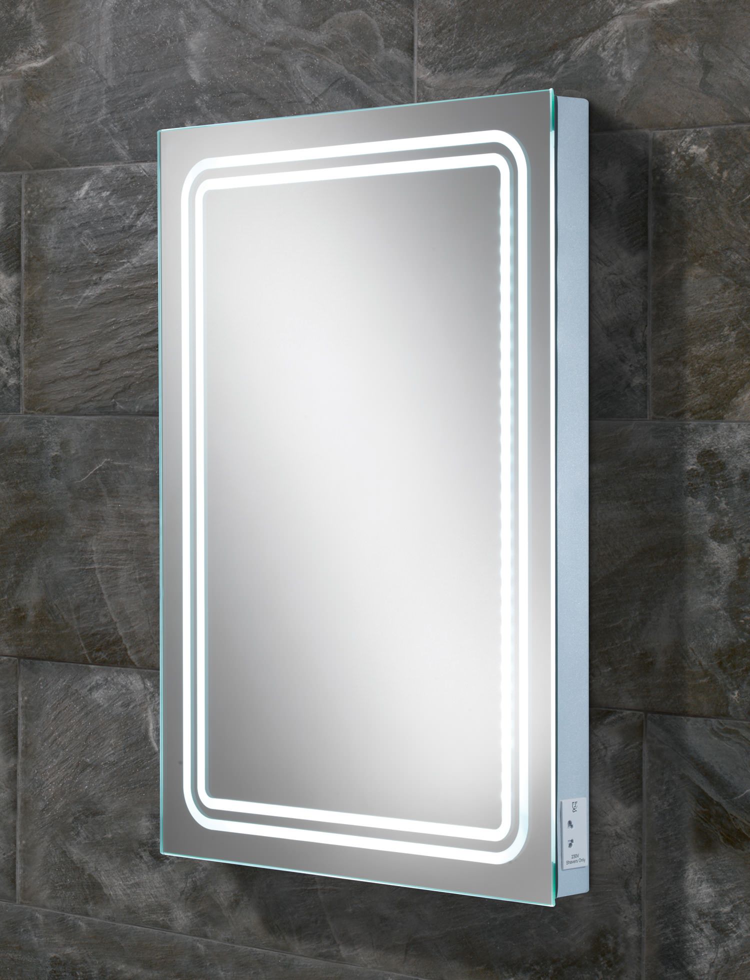 Hib Rotary Led Back Lit Mirror With Shaver Socket | 77416000 | 77416000 With Regard To Back Lit Freestanding Led Floor Mirrors (Photo 8 of 15)