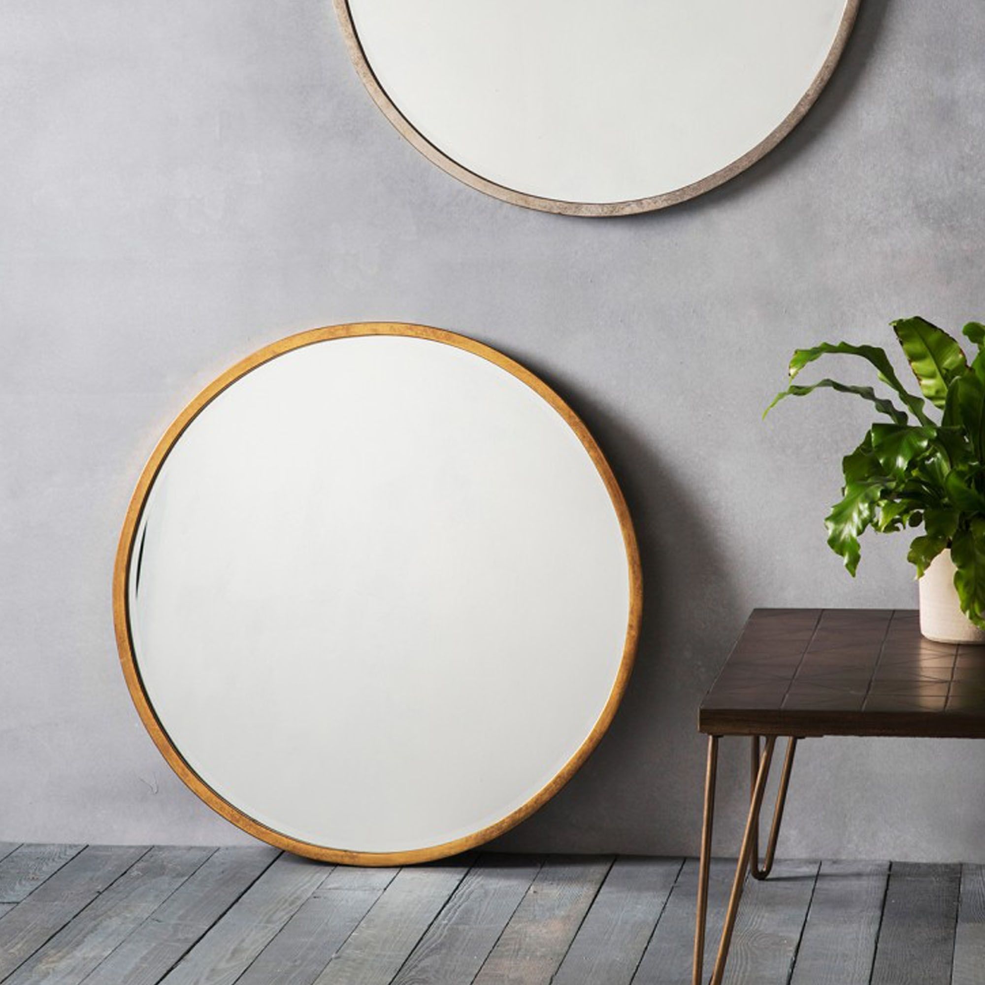Higgins Antique Gold Round Wall Mirror | Wall Mirrors | Homesdirect365 Inside Shiny Black Round Wall Mirrors (View 2 of 15)