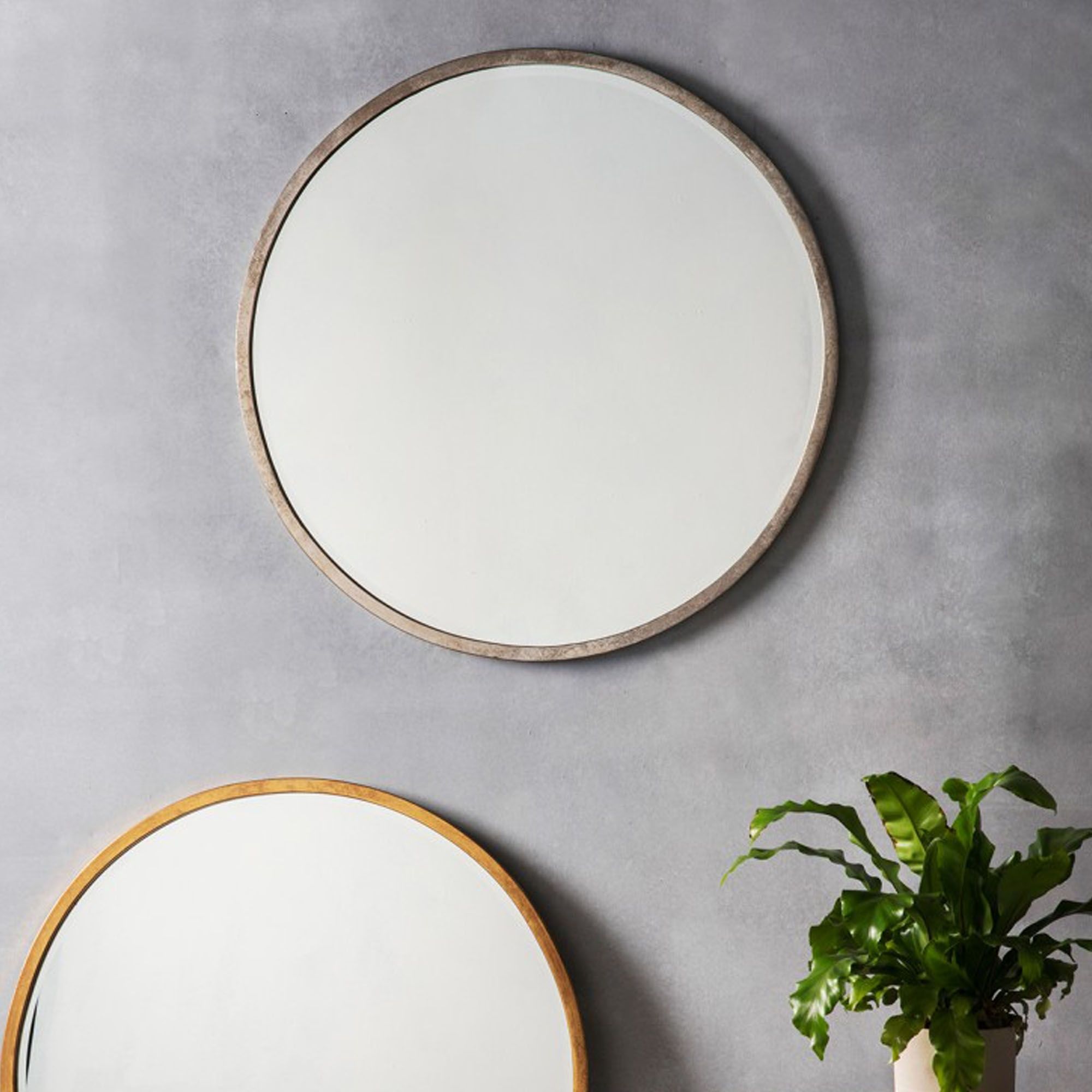 Higgins Antique Silver Round Wall Mirror |Wall Mirrors| Homesdirect365 For Scalloped Round Modern Oversized Wall Mirrors (View 11 of 15)