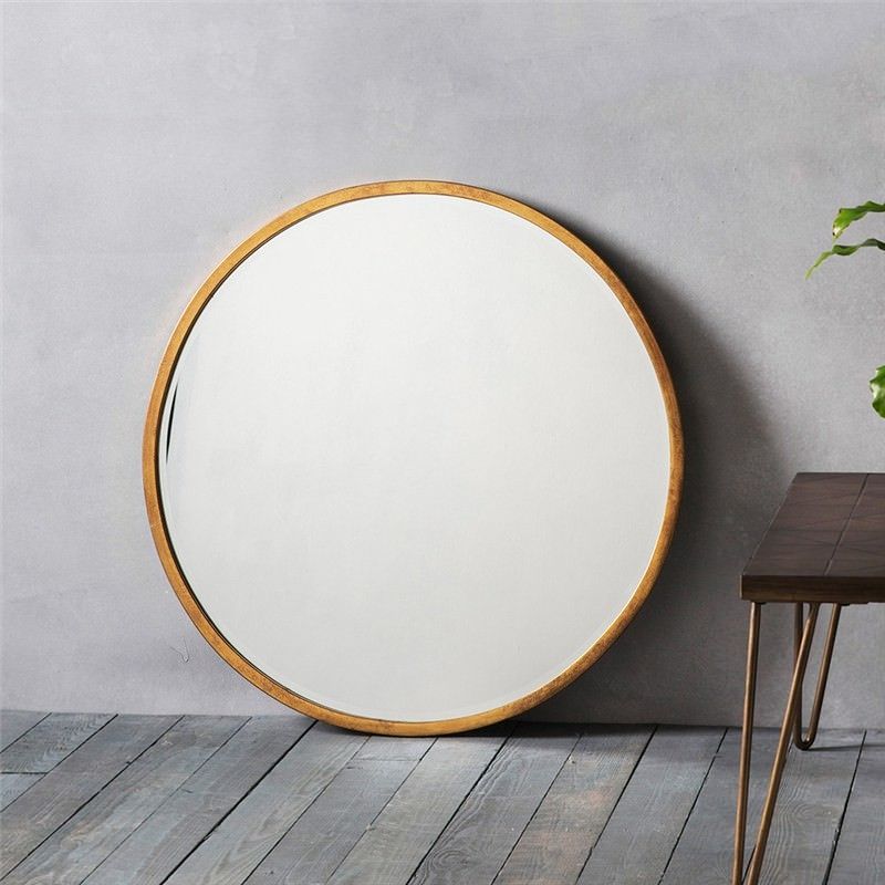 Higgins Metal Frame Round Wall Mirror, 80Cm, Antique Gold Intended For Round Metal Luxe Gold Wall Mirrors (View 8 of 15)