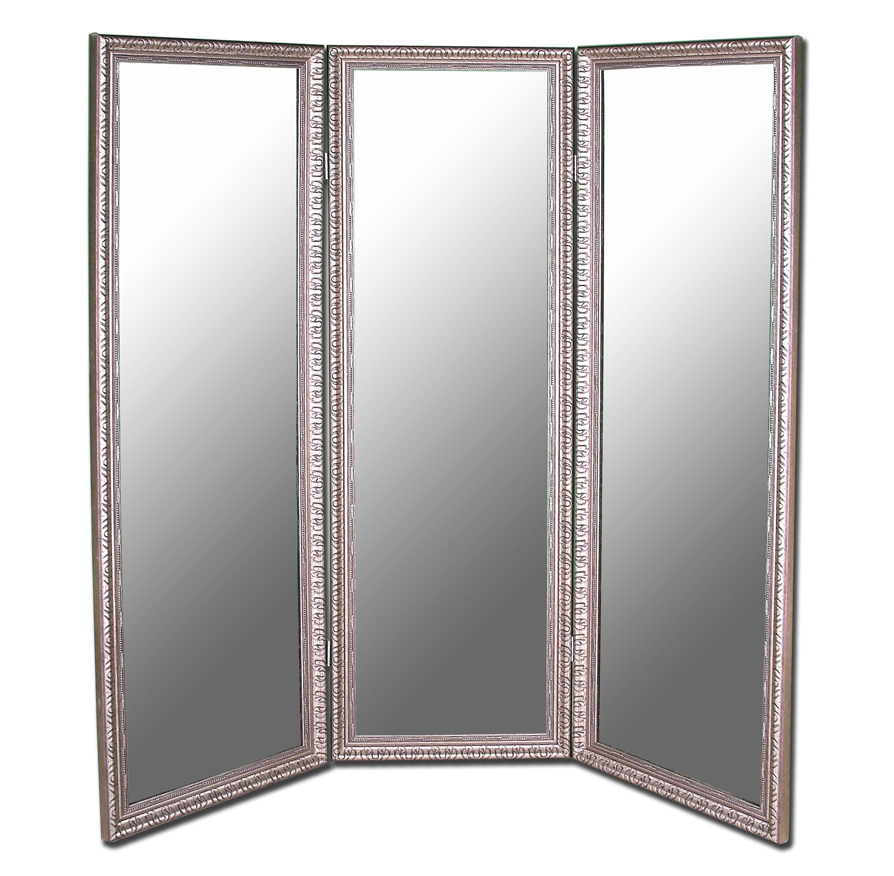 Hitchcock Butterfield 6702 Pmrd Antique Silver 3 Panel Mirror Inside Linen Fold Silver Wall Mirrors (View 11 of 15)