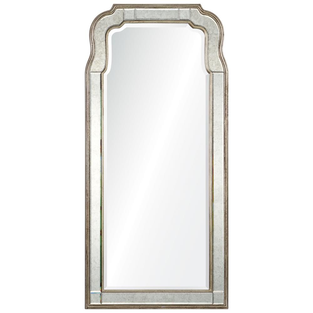 Holiday Hollywood Regency Antique Silver Leaf Frame Arch Wall Mirror With Metallic Gold Leaf Wall Mirrors (View 5 of 15)