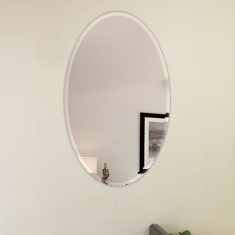 House Of Hampton® Gilman Oval Beveled Polish Frameless Wall Mirror With With Frameless Tri Bevel Wall Mirrors (View 13 of 15)