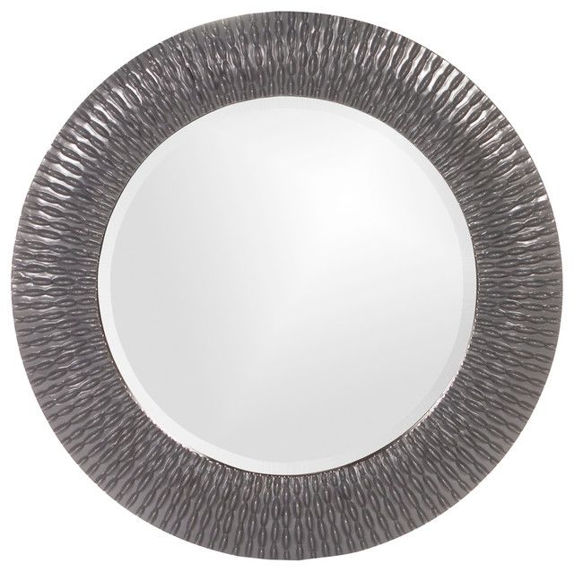 Howard Elliott Bergman Charcoal Gray Small Round Mirror – Contemporary Inside Charcoal Gray Wall Mirrors (View 11 of 15)