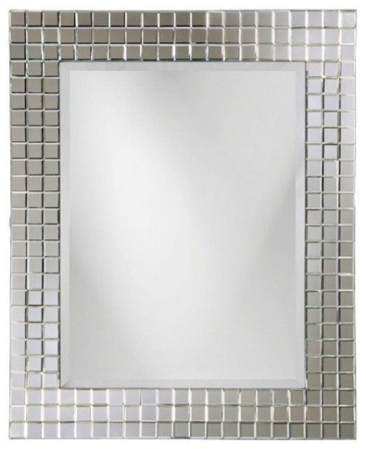 Howard Elliott Collection Michael Square Glass Beveled Tile Frame With Square Frameless Beveled Wall Mirrors (View 6 of 15)