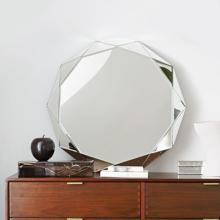 I Saw This In Person And Had To Have It! West Elm Faceted Mirror Throughout Emerald Cut Wall Mirrors (View 10 of 15)